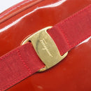 Salvatore Ferragamo Vala Shoulder Bag Patent leather Red Gold Auth BA3910-21
