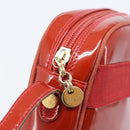 Salvatore Ferragamo Vala Shoulder Bag Patent leather Red Gold Auth BA3910-22