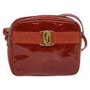 Salvatore Ferragamo Vala Shoulder Bag Patent leather Red Gold Auth BA3910-13