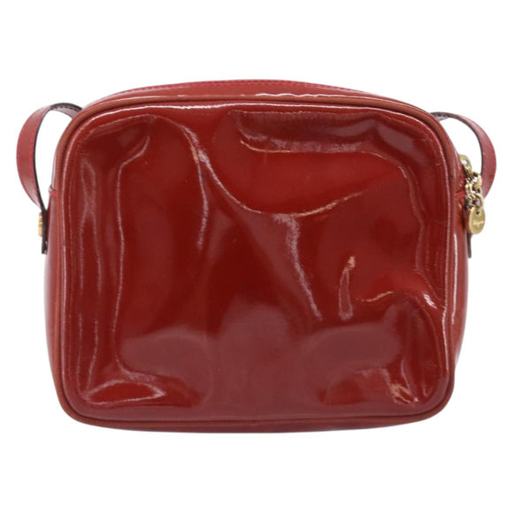 Salvatore Ferragamo Vala Shoulder Bag Patent leather Red Gold Auth BA3910