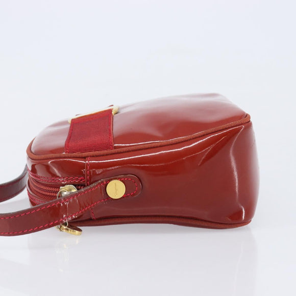 Salvatore Ferragamo Vala Shoulder Bag Patent leather Red Gold Auth BA3910