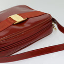 Salvatore Ferragamo Vala Shoulder Bag Patent leather Red Gold Auth BA3910-6