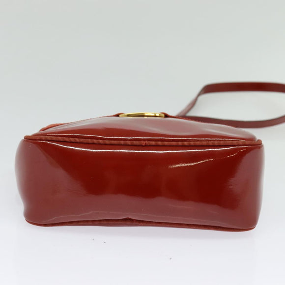 Salvatore Ferragamo Vala Shoulder Bag Patent leather Red Gold Auth BA3910