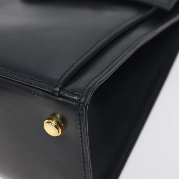 Salvatore Ferragamo Hand Bag Leather Black Gold Auth BA3911