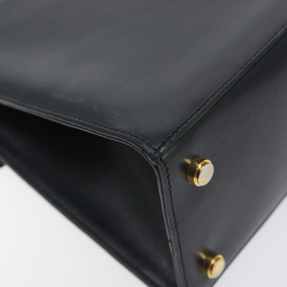 Salvatore Ferragamo Hand Bag Leather Black Gold Auth BA3911