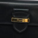 Salvatore Ferragamo Hand Bag Leather Black Gold Auth BA3911-14