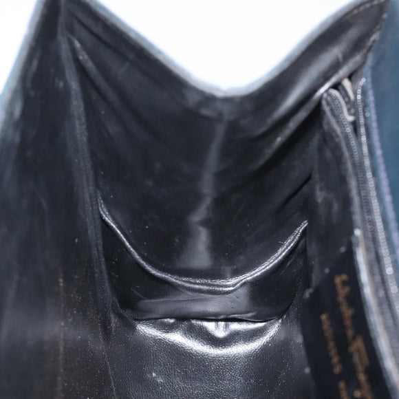 Salvatore Ferragamo Hand Bag Leather Black Gold Auth BA3911