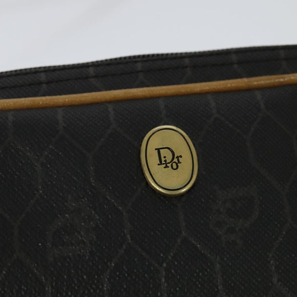 Christian Dior Honeycomb Canvas Shoulder Bag PVC Black Auth BA3916