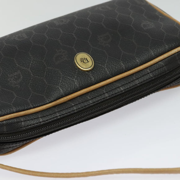 Christian Dior Honeycomb Canvas Shoulder Bag PVC Black Auth BA3916