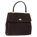 BALLY Hand Bag Suede Brown Gold Auth BA3925-1