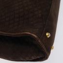BALLY Hand Bag Suede Brown Gold Auth BA3925-13