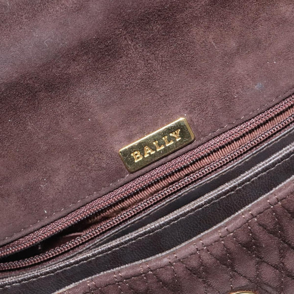 BALLY Hand Bag Suede Brown Gold Auth BA3925