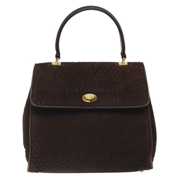 BALLY Hand Bag Suede Brown Gold Auth BA3925 - 0