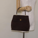 BALLY Hand Bag Suede Brown Gold Auth BA3925-23