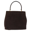 BALLY Hand Bag Suede Brown Gold Auth BA3925-3