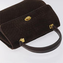 BALLY Hand Bag Suede Brown Gold Auth BA3925-6