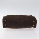BALLY Hand Bag Suede Brown Gold Auth BA3925-9