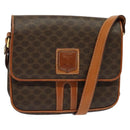 CELINE Macadam Canvas Shoulder Bag PVC Leather Brown Gold Auth BA3927-1