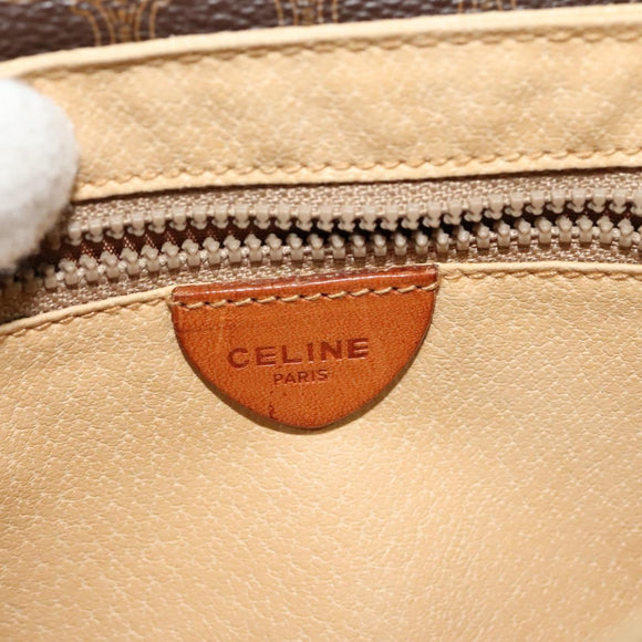 CELINE Macadam Canvas Shoulder Bag PVC Leather Brown Gold Auth BA3927