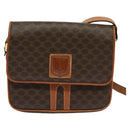 CELINE Macadam Canvas Shoulder Bag PVC Leather Brown Gold Auth BA3927-2