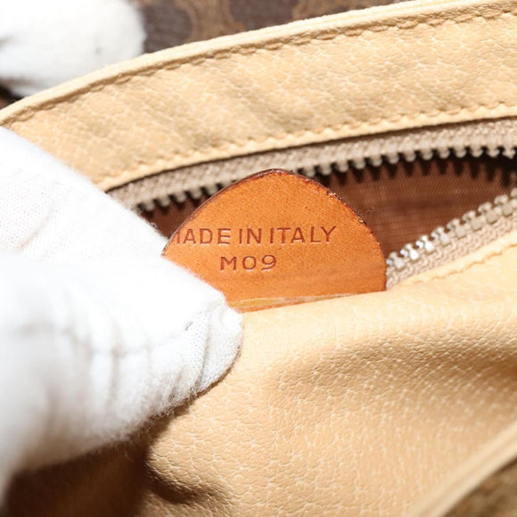 CELINE Macadam Canvas Shoulder Bag PVC Leather Brown Gold Auth BA3927