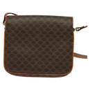 CELINE Macadam Canvas Shoulder Bag PVC Leather Brown Gold Auth BA3927-3