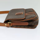 CELINE Macadam Canvas Shoulder Bag PVC Leather Brown Gold Auth BA3927-4