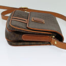 CELINE Macadam Canvas Shoulder Bag PVC Leather Brown Gold Auth BA3927-5