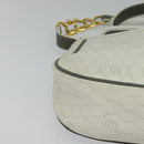 Christian Dior Honeycomb Canvas Chain Shoulder Bag PVC White Gold Auth BA3929-9