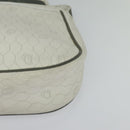 Christian Dior Honeycomb Canvas Chain Shoulder Bag PVC White Gold Auth BA3929-14