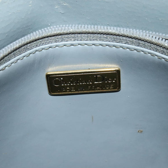 Christian Dior Honeycomb Canvas Chain Shoulder Bag PVC White Gold Auth BA3929