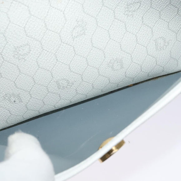 Christian Dior Honeycomb Canvas Chain Shoulder Bag PVC White Gold Auth BA3929