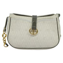 Christian Dior Honeycomb Canvas Chain Shoulder Bag PVC White Gold Auth BA3929-13