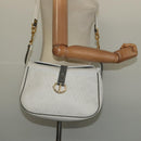 Christian Dior Honeycomb Canvas Chain Shoulder Bag PVC White Gold Auth BA3929-20