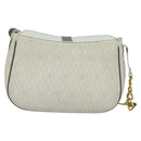 Christian Dior Honeycomb Canvas Chain Shoulder Bag PVC White Gold Auth BA3929-2