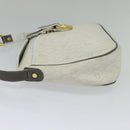 Christian Dior Honeycomb Canvas Chain Shoulder Bag PVC White Gold Auth BA3929-3