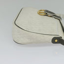 Christian Dior Honeycomb Canvas Chain Shoulder Bag PVC White Gold Auth BA3929-4