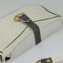 Christian Dior Honeycomb Canvas Chain Shoulder Bag PVC White Gold Auth BA3929-6