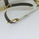 Christian Dior Honeycomb Canvas Chain Shoulder Bag PVC White Gold Auth BA3929-7