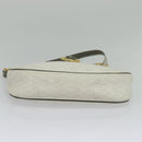 Christian Dior Honeycomb Canvas Chain Shoulder Bag PVC White Gold Auth BA3929-5