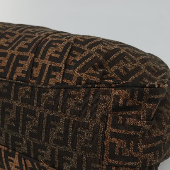 FENDI Zucca Canvas Chain Tote Bag Brown Black gold Auth BA393