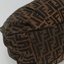FENDI Zucca Canvas Chain Tote Bag Brown Black gold Auth BA393-16
