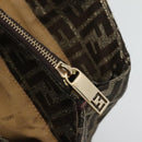 FENDI Zucca Canvas Chain Tote Bag Brown Black gold Auth BA393-10