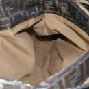 FENDI Zucca Canvas Chain Tote Bag Brown Black gold Auth BA393-18