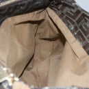 FENDI Zucca Canvas Chain Tote Bag Brown Black gold Auth BA393-19