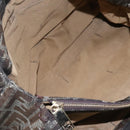 FENDI Zucca Canvas Chain Tote Bag Brown Black gold Auth BA393-21