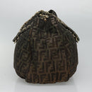 FENDI Zucca Canvas Chain Tote Bag Brown Black gold Auth BA393-3