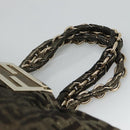 FENDI Zucca Canvas Chain Tote Bag Brown Black gold Auth BA393-8