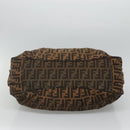 FENDI Zucca Canvas Chain Tote Bag Brown Black gold Auth BA393-5