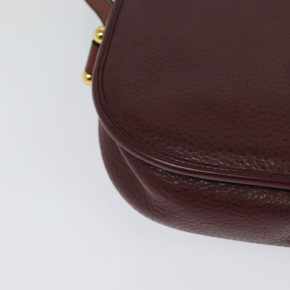 Christian Dior Shoulder Bag Leather Bordeaux Gold Auth BA3931